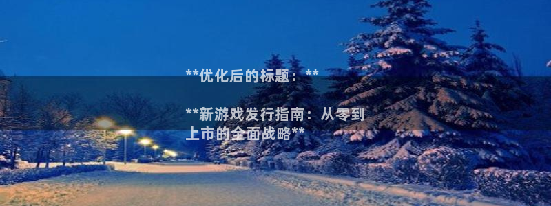 顺盈娱乐平台注册流程视频：**优化后的标题：**

**新游戏发行指南：从零到
上市的全面战略**